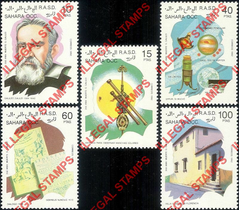Sahara Occ. RASD 1992 Galileo Astronomy Counterfeit Illegal Stamp Set of 5 Sahara Occ. RASD 1992 Galileo Astronomy Counterfeit Illegal Stamp Set of 5