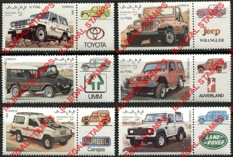 Sahara Occ. RASD 1992 Off Road Vehicles Counterfeit Illegal Stamp Set of 6 Sahara Occ. RASD 1992 Off Road Vehicles Counterfeit Illegal Stamp Set of 6