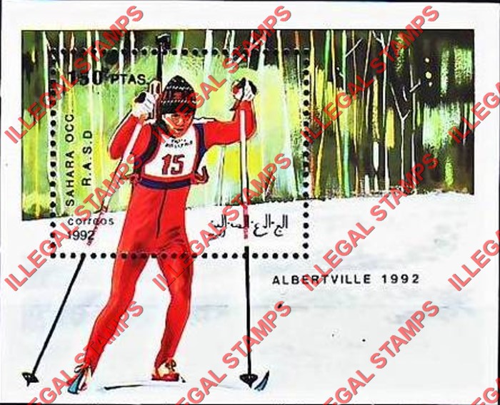 Sahara Occ. RASD 1992 Olympic Games in Albertville Counterfeit Illegal Stamp Souvenir Sheet of 1 Sahara Occ. RASD 1992 Olympic Games in Albertville Counterfeit Illegal Stamp Souvenir Sheet of 1