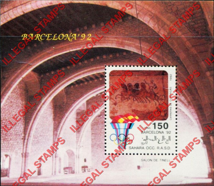 Sahara Occ. RASD 1992 Olympic Games in Barcelona Counterfeit Illegal Stamp Souvenir Sheet of 1 Sahara Occ. RASD 1992 Olympic Games in Barcelona Counterfeit Illegal Stamp Souvenir Sheet of 1