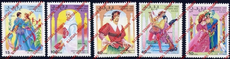Sahara Occ. RASD 1993 Jose Zorrilla Playwrite Counterfeit Illegal Stamp Set of 5 Sahara Occ. RASD 1993 Jose Zorrilla Playwrite Counterfeit Illegal Stamp Set of 5