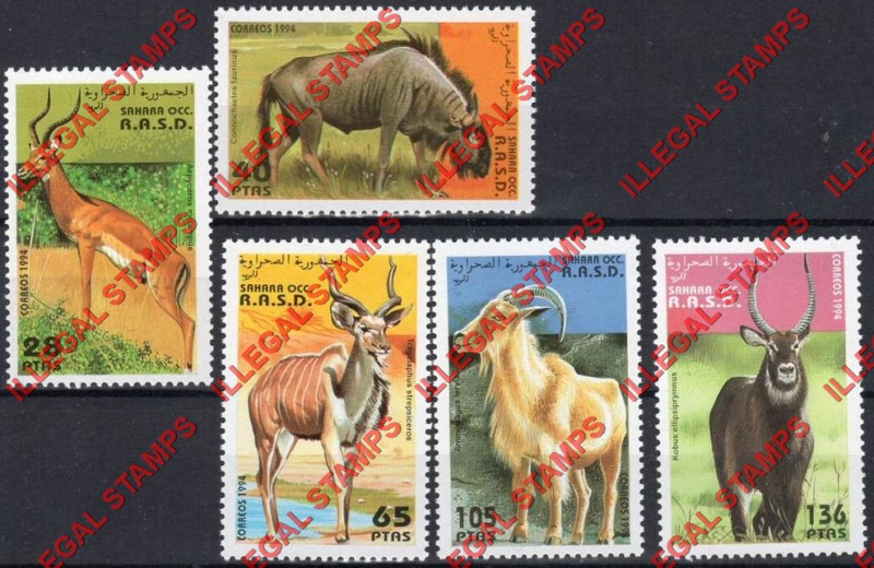 Sahara Occ. RASD 1994 Animals Counterfeit Illegal Stamp Set of 5 Sahara Occ. RASD 1994 Animals Counterfeit Illegal Stamp Set of 5
