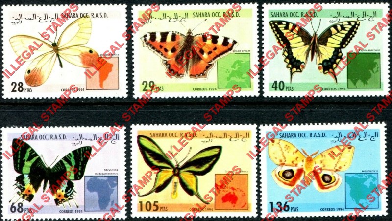 Sahara Occ. RASD 1994 Butterflies Counterfeit Illegal Stamp Set of 6 Sahara Occ. RASD 1994 Butterflies Counterfeit Illegal Stamp Set of 6
