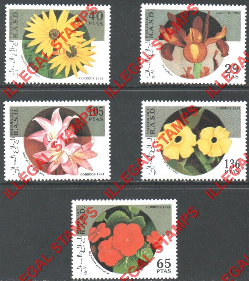 Sahara Occ. RASD 1994 Flowers Counterfeit Illegal Stamp Set of 5 Sahara Occ. RASD 1994 Flowers Counterfeit Illegal Stamp Set of 5