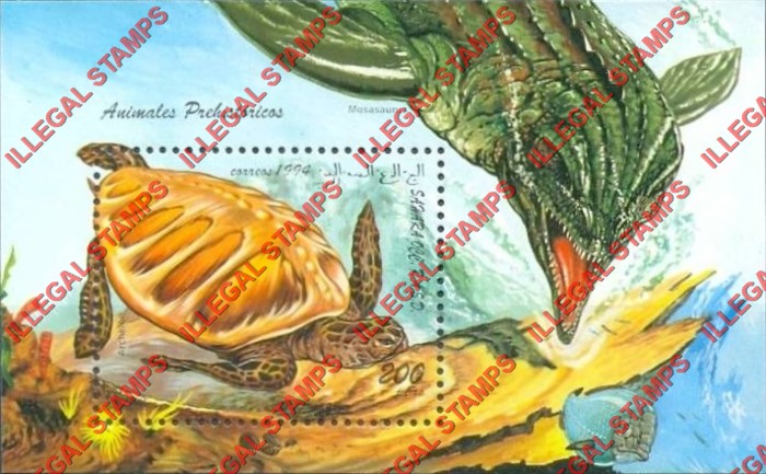 Sahara Occ. RASD 1994 Prehistoric Animals Counterfeit Illegal Stamp Souvenir Sheet of 1 Sahara Occ. RASD 1994 Prehistoric Animals Counterfeit Illegal Stamp Souvenir Sheet of 1