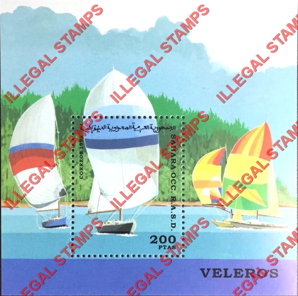 Sahara Occ. RASD 1996 Sailing Yachts Counterfeit Illegal Stamp Souvenir Sheet of 1 Sahara Occ. RASD 1996 Sailing Yachts Counterfeit Illegal Stamp Souvenir Sheet of 1