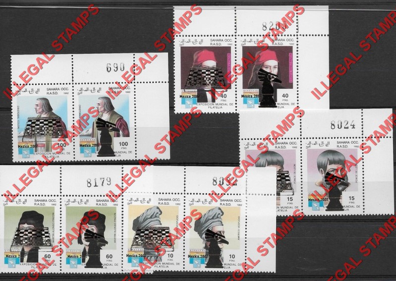 Sahara Occ. RASD 2007 The 1992 Explorers Counterfeit Illegal Stamp Set of 5 Overprinted for Chess Sahara Occ. RASD 2007 The 1992 Explorers Counterfeit Illegal Stamp Set of 5 Overprinted for Chess