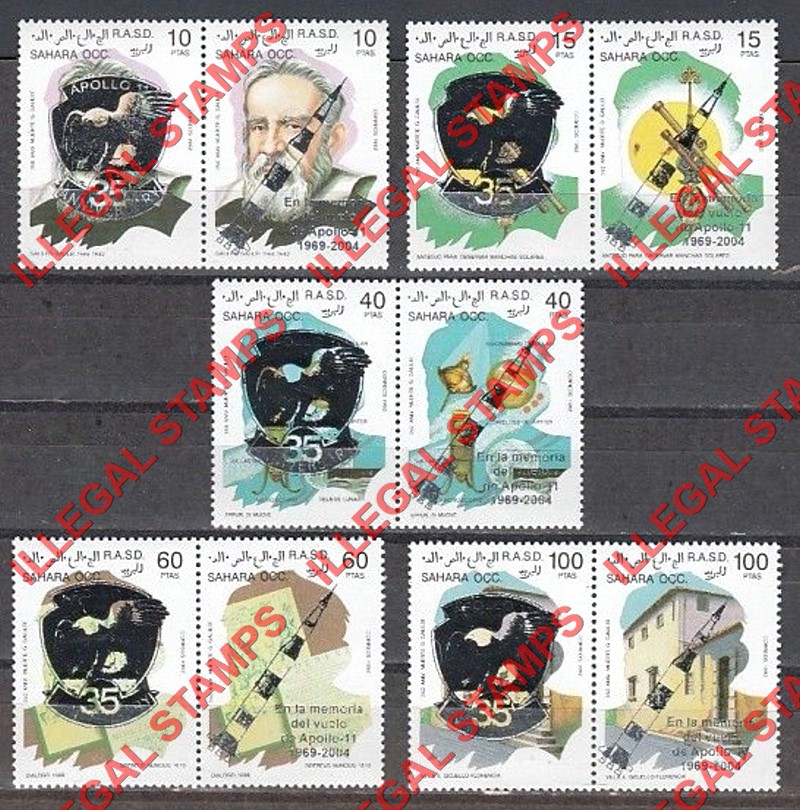 Sahara Occ. RASD 2007 The 1992 Galileo Astronomy Counterfeit Illegal Stamp Set of 5 Overprinted for Apollo 11 Sahara Occ. RASD 2007 The 1992 Galileo Astronomy Counterfeit Illegal Stamp Set of 5 Overprinted for Apollo 11