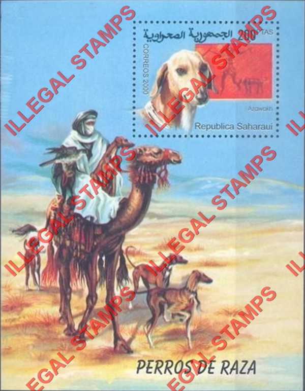 Republica Saharaui 2000 Dogs Counterfeit Illegal Stamp Souvenir Sheet of 1 Republica Saharaui 2000 Dogs Counterfeit Illegal Stamp Souvenir Sheet of 1