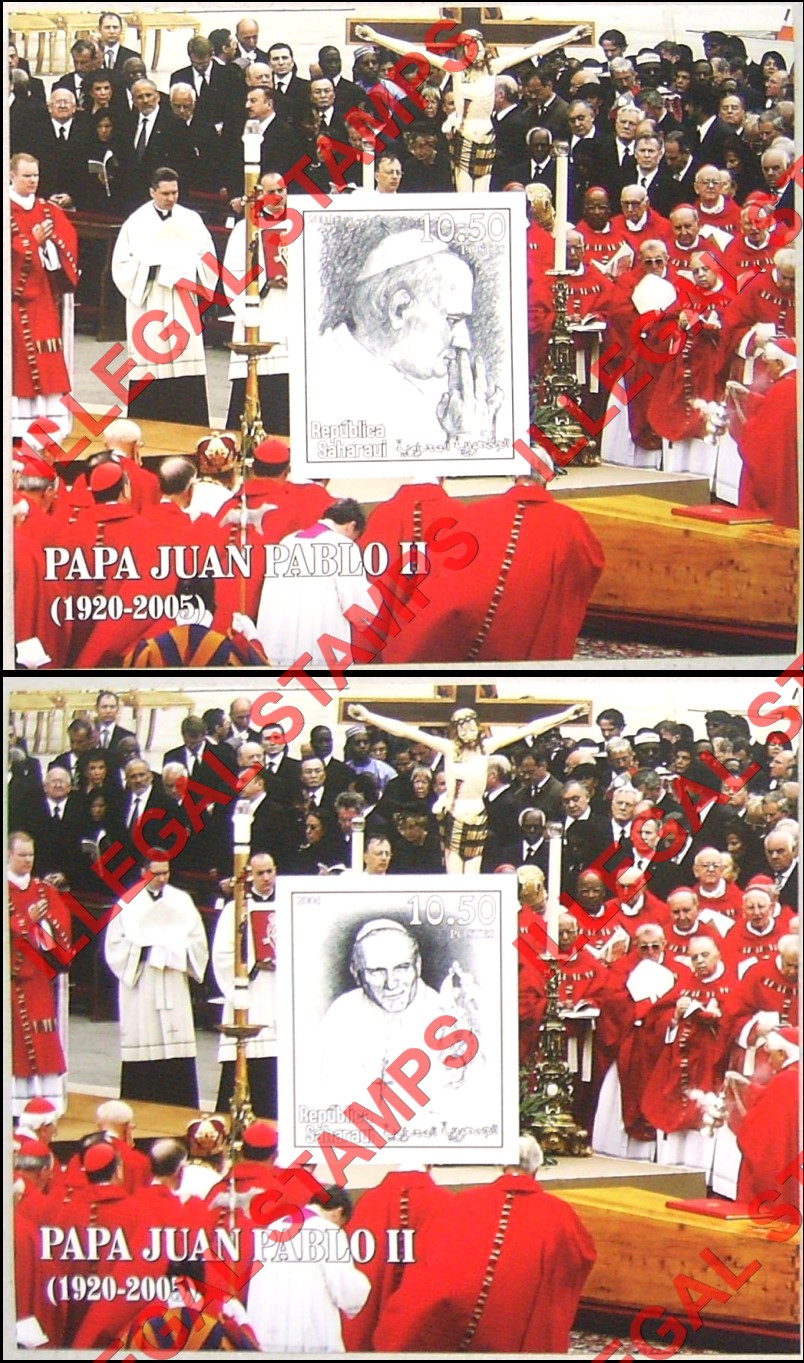 Republica Saharaui 2006 Pope John Paul II Counterfeit Illegal Stamp Souvenir Sheets of 1 Republica Saharaui 2006 Pope John Paul II Counterfeit Illegal Stamp Souvenir Sheets of 1
