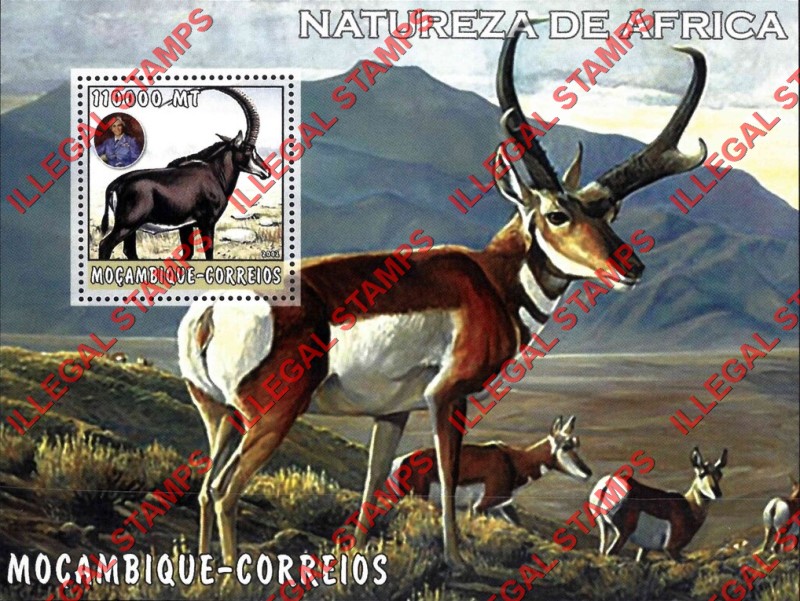 Mozambique 2002 Nature of Africa Deer Counterfeit Illegal Stamp Souvenir Sheet of 1 Mozambique 2002 Nature of Africa Deer Counterfeit Illegal Stamp Souvenir Sheet of 1