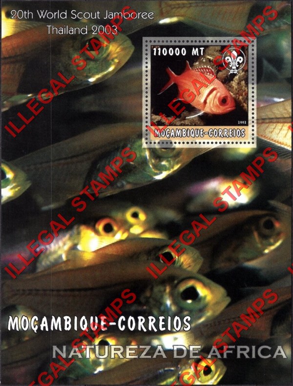 Mozambique 2002 Nature of Africa Fish Counterfeit Illegal Stamp Souvenir Sheet of 1 Mozambique 2002 Nature of Africa Fish Counterfeit Illegal Stamp Souvenir Sheet of 1