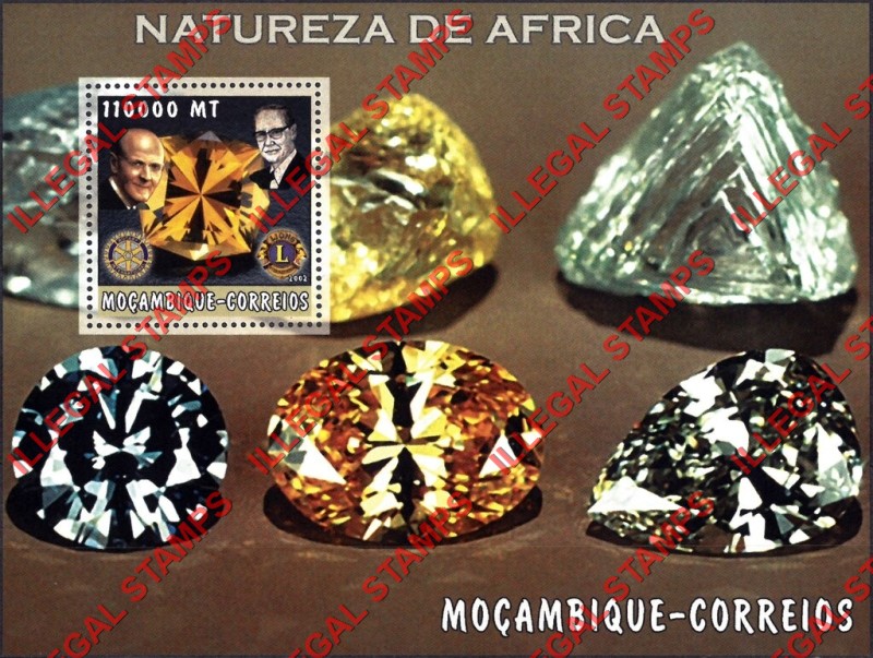 Mozambique 2002 Nature of Africa Gems Counterfeit Illegal Stamp Souvenir Sheet of 1 Mozambique 2002 Nature of Africa Gems Counterfeit Illegal Stamp Souvenir Sheet of 1