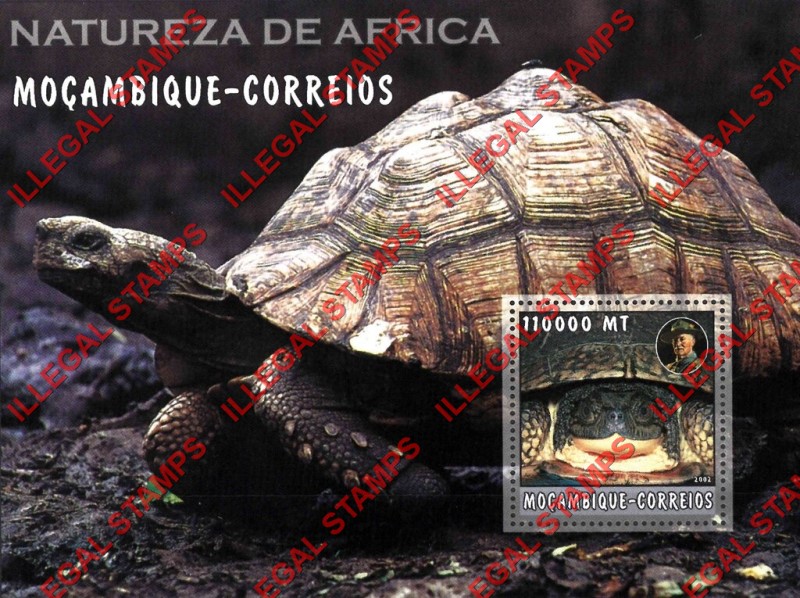 Mozambique 2002 Nature of Africa Turtles Counterfeit Illegal Stamp Souvenir Sheet of 1 Mozambique 2002 Nature of Africa Turtles Counterfeit Illegal Stamp Souvenir Sheet of 1