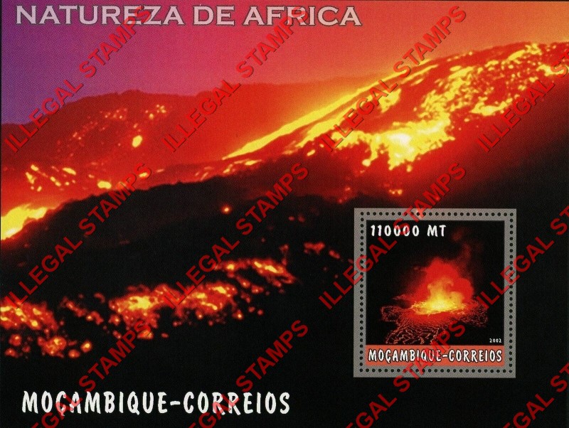 Mozambique 2002 Nature of Africa Volcanoes Counterfeit Illegal Stamp Souvenir Sheet of 1 Mozambique 2002 Nature of Africa Volcanoes Counterfeit Illegal Stamp Souvenir Sheet of 1