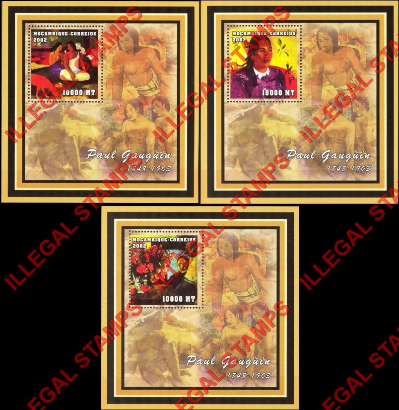 Mozambique 2002 Paintings by Paul Gauguin Counterfeit Illegal Stamp Souvenir Sheets of 1 Mozambique 2002 Paintings by Paul Gauguin Counterfeit Illegal Stamp Souvenir Sheets of 1