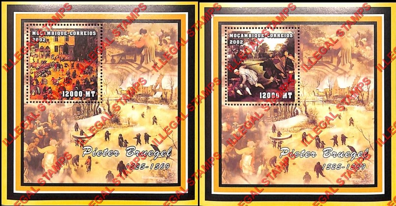 Mozambique 2002 Paintings by Pieter Bruegel Counterfeit Illegal Stamp Souvenir Sheets of 1 Mozambique 2002 Paintings by Pieter Bruegel Counterfeit Illegal Stamp Souvenir Sheets of 1