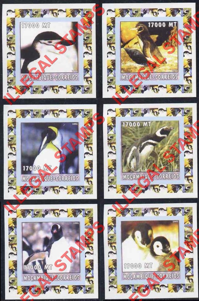 Mozambique 2002 Penguins Counterfeit Illegal Stamp Deluxe Souvenir Sheets of 1 Mozambique 2002 Penguins Counterfeit Illegal Stamp Deluxe Souvenir Sheets of 1