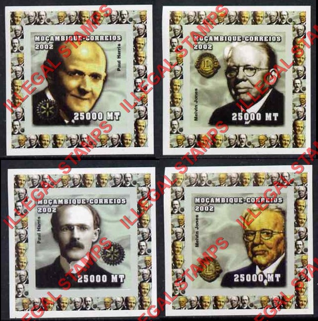 Mozambique 2002 Personalities Counterfeit Illegal Stamp Deluxe Souvenir Sheets of 1 Mozambique 2002 Personalities Counterfeit Illegal Stamp Deluxe Souvenir Sheets of 1