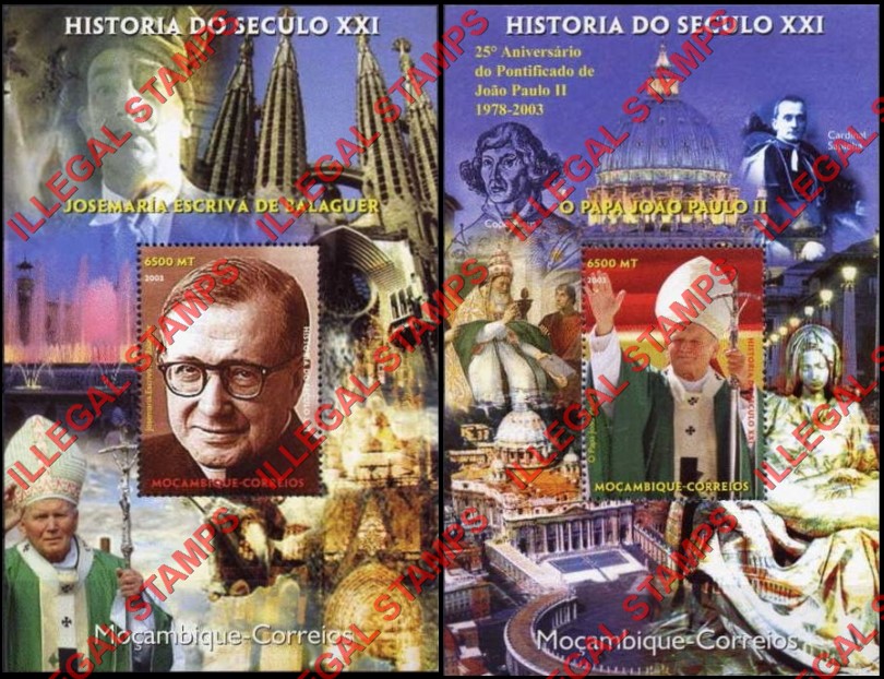 Mozambique 2003 History of the 21st Century Personalities Counterfeit Illegal Stamp Souvenir Sheets of 1 (Part 1) Mozambique 2003 History of the 21st Century Personalities Counterfeit Illegal Stamp Souvenir Sheets of 1 (Part 1)