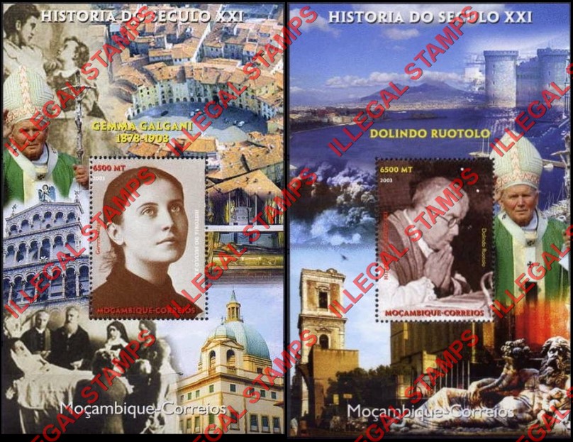 Mozambique 2003 History of the 21st Century Personalities Counterfeit Illegal Stamp Souvenir Sheets of 1 (Part 2) Mozambique 2003 History of the 21st Century Personalities Counterfeit Illegal Stamp Souvenir Sheets of 1 (Part 2)