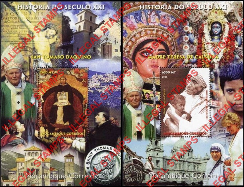 Mozambique 2003 History of the 21st Century Personalities Counterfeit Illegal Stamp Souvenir Sheets of 1 (Part 3) Mozambique 2003 History of the 21st Century Personalities Counterfeit Illegal Stamp Souvenir Sheets of 1 (Part 3)