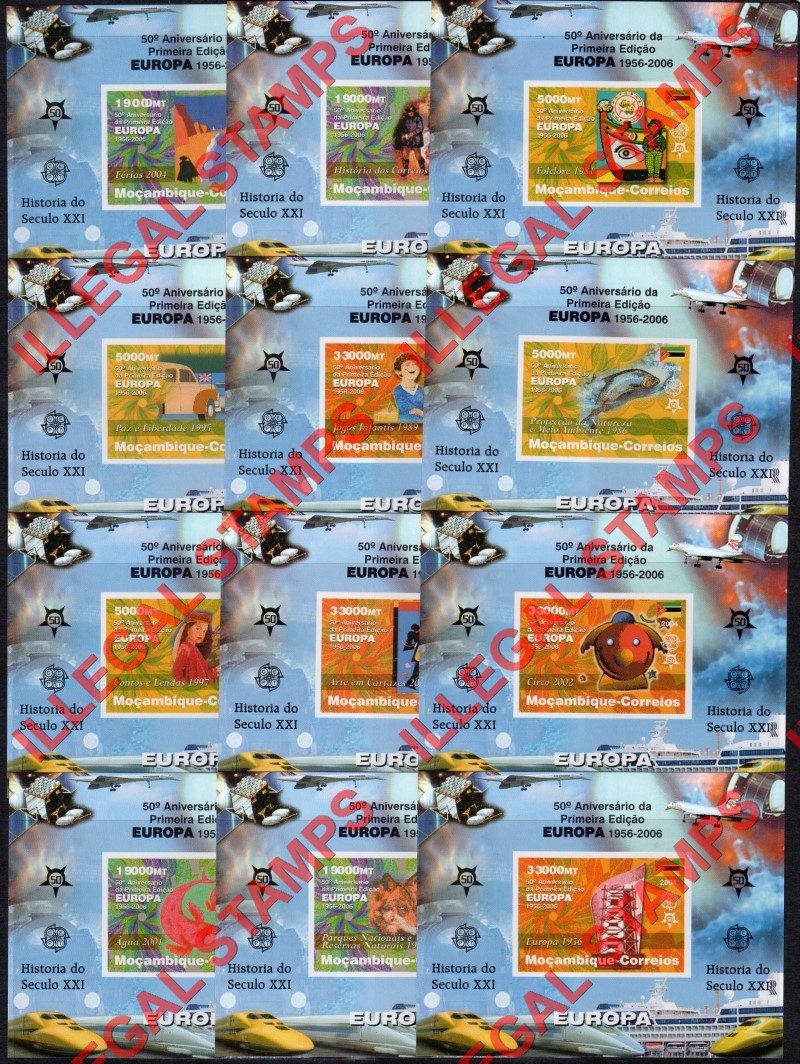Mozambique 2004 50th Anniversary of EUROPA Counterfeit Illegal Stamp Souvenir Sheets of 1 Mozambique 2004 50th Anniversary of EUROPA Counterfeit Illegal Stamp Souvenir Sheets of 1