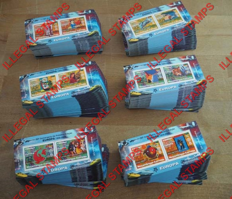 Mozambique 2004 50th Anniversary of EUROPA Counterfeit Illegal Stamp Souvenir Sheets of 2 Bulk Lot for Sale Mozambique 2004 50th Anniversary of EUROPA Counterfeit Illegal Stamp Souvenir Sheets of 2 Bulk Lot for Sale