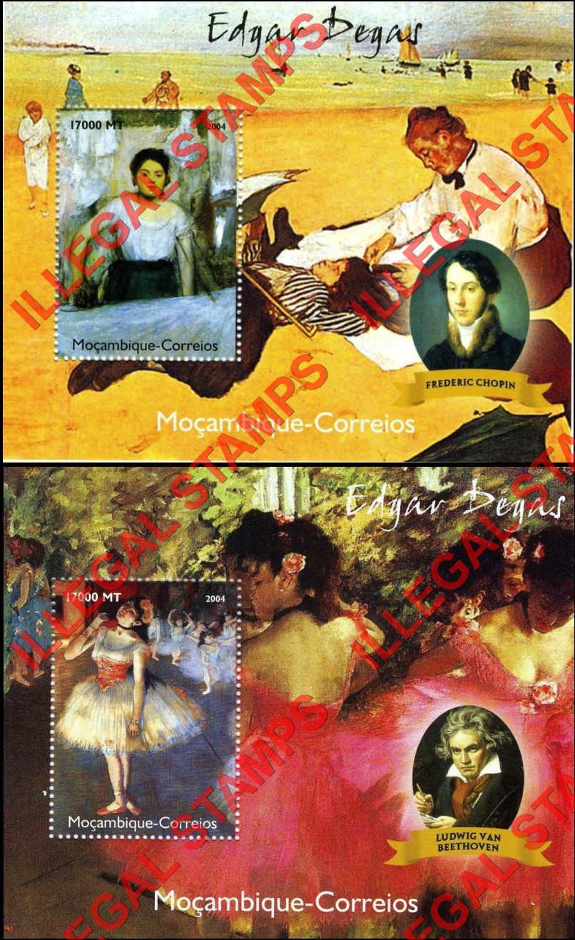 Mozambique 2004 Paintings by Edgar Degas Counterfeit Illegal Stamp Souvenir Sheets of 1 (Part 2) Mozambique 2004 Paintings by Edgar Degas Counterfeit Illegal Stamp Souvenir Sheets of 1 (Part 2)