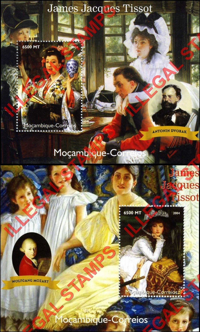 Mozambique 2004 Paintings by James Jacques Tissot Counterfeit Illegal Stamp Souvenir Sheets of 1 (Part 3) Mozambique 2004 Paintings by James Jacques Tissot Counterfeit Illegal Stamp Souvenir Sheets of 1 (Part 3)