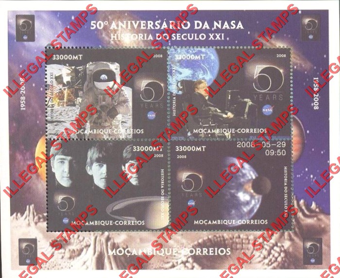 Mozambique 2008 Space NASA 50th Anniversary Counterfeit Illegal Stamp Souvenir Sheet of 4 Mozambique 2008 Space NASA 50th Anniversary Counterfeit Illegal Stamp Souvenir Sheet of 4