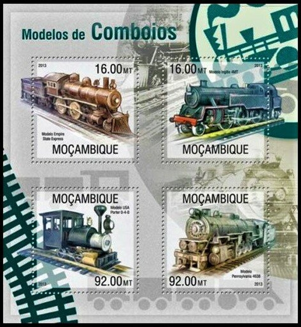Mozambique 2013 Trains Model Trains Authorized Stamp Souvenir Sheet of 4 Mozambique 2013 Trains Model Trains Authorized Stamp Souvenir Sheet of 4
