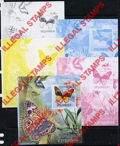 Mozambique 2013 Butterflies and Orchids Counterfeit Illegal Stamp Souvenir Sheet of 1 Color Proof Set Mozambique 2013 Butterflies and Orchids Counterfeit Illegal Stamp Souvenir Sheet of 1 Color Proof Set