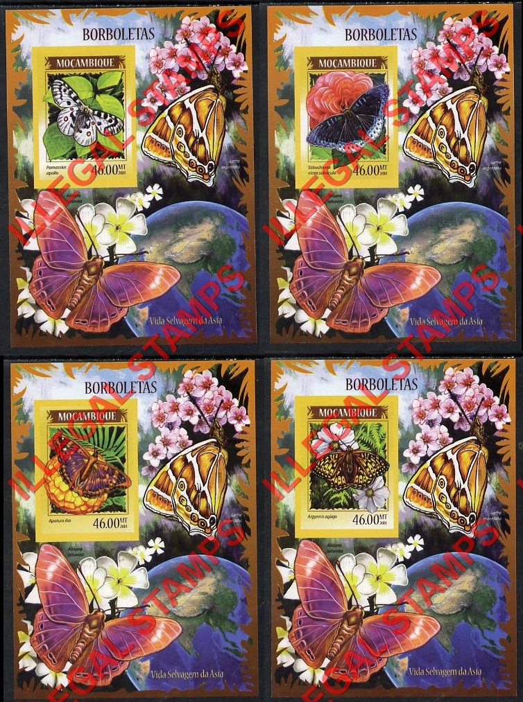 Mozambique 2014 Butterflies Asia Counterfeit Illegal Stamp Souvenir Sheets of 1 Mozambique 2014 Butterflies Asia Counterfeit Illegal Stamp Souvenir Sheets of 1