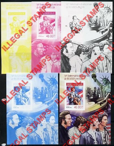 Mozambique 2014 The Beatles USA Tour Counterfeit Illegal Stamp Souvenir Sheet of 1 Color Proof Set Mozambique 2014 The Beatles USA Tour Counterfeit Illegal Stamp Souvenir Sheet of 1 Color Proof Set