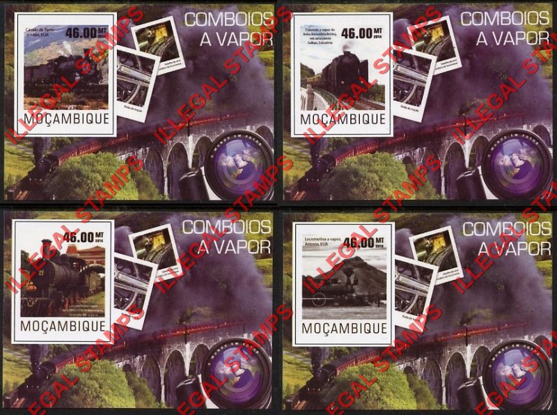 Mozambique 2014 Trains Steam Trains Counterfeit Illegal Stamp Souvenir Sheets of 1 Mozambique 2014 Trains Steam Trains Counterfeit Illegal Stamp Souvenir Sheets of 1