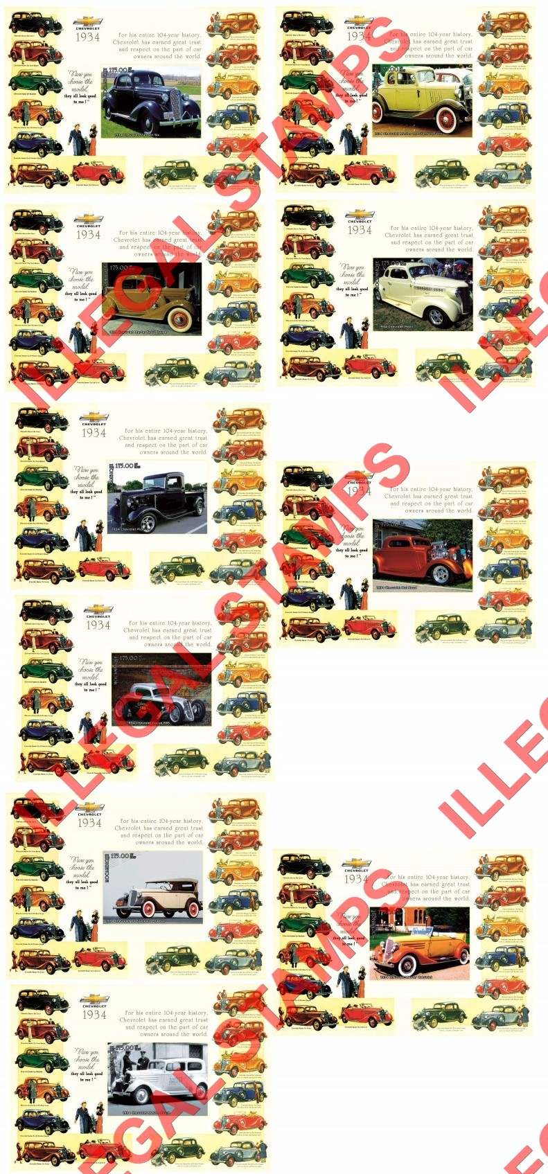 Mozambique 2015 Cars Chevrolet Counterfeit Illegal Stamp Souvenir Sheets of 1 (Part 2) Mozambique 2015 Cars Chevrolet Counterfeit Illegal Stamp Souvenir Sheets of 1 (Part 2)