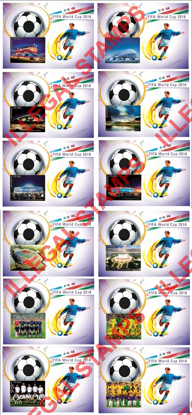 Mozambique 2015 FIFA World Cup Soccer in 2018 Counterfeit Illegal Stamp Souvenir Sheets of 1 (Part 2) Mozambique 2015 FIFA World Cup Soccer in 2018 Counterfeit Illegal Stamp Souvenir Sheets of 1 (Part 2)
