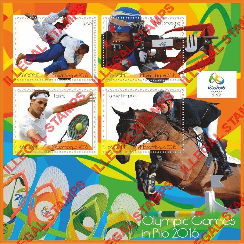 Mozambique 2016 Olympic Games in Rio Counterfeit Illegal Stamp Souvenir Sheet of 4 Mozambique 2016 Olympic Games in Rio Counterfeit Illegal Stamp Souvenir Sheet of 4