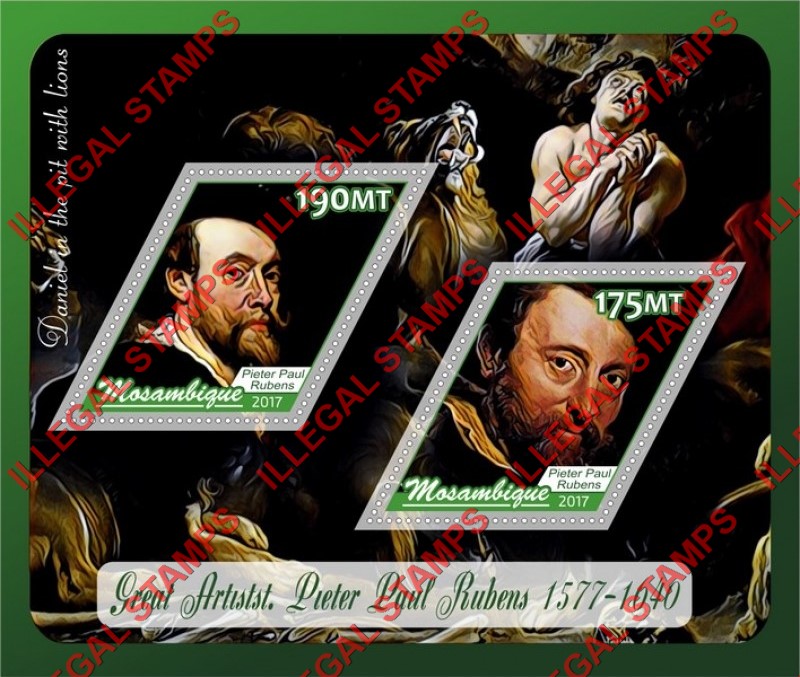  Mozambique 2017 Paintings by Pieter Paul Rubens Counterfeit Illegal Stamp Souvenir Sheet of 2
