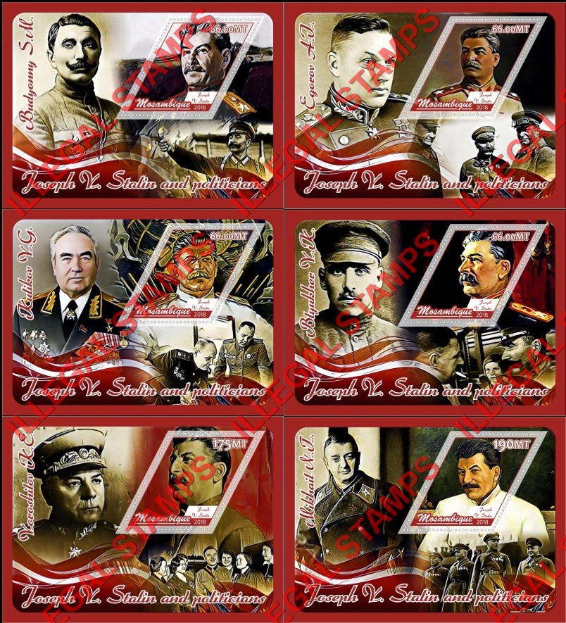 Mozambique 2018 Joseph Stalin and Politicians Counterfeit Illegal Stamp Souvenir Sheets of 1 Mozambique 2018 Joseph Stalin and Politicians Counterfeit Illegal Stamp Souvenir Sheets of 1