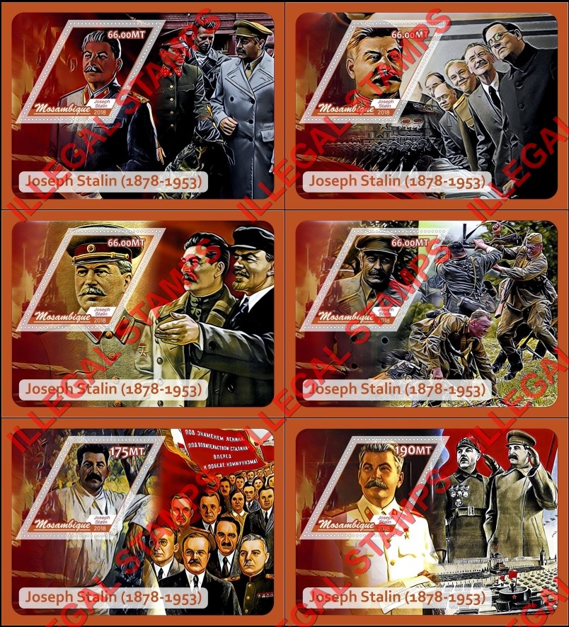 Mozambique 2018 Joseph Stalin Counterfeit Illegal Stamp Souvenir Sheets of 1 Mozambique 2018 Joseph Stalin Counterfeit Illegal Stamp Souvenir Sheets of 1