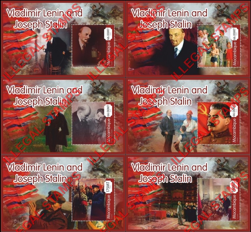 Mozambique 2018 Lenin and Stalin Counterfeit Illegal Stamp Souvenir Sheets of 1 Mozambique 2018 Lenin and Stalin Counterfeit Illegal Stamp Souvenir Sheets of 1
