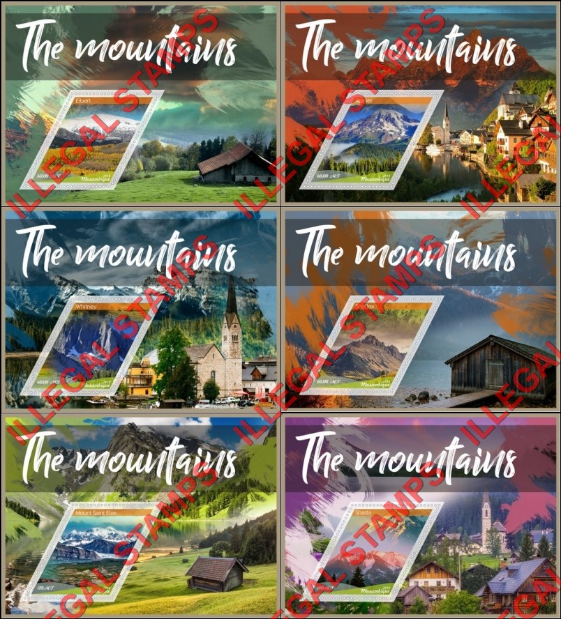 Mozambique 2018 Mountains Counterfeit Illegal Stamp Souvenir Sheets of 1 Mozambique 2018 Mountains Counterfeit Illegal Stamp Souvenir Sheets of 1