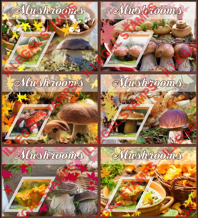 Mozambique 2018 Mushrooms Counterfeit Illegal Stamp Souvenir Sheets of 1 Mozambique 2018 Mushrooms Counterfeit Illegal Stamp Souvenir Sheets of 1
