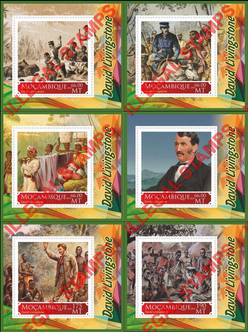 Mozambique 2019 David Livingstone Counterfeit Illegal Stamp Souvenir Sheets of 1 Mozambique 2019 David Livingstone Counterfeit Illegal Stamp Souvenir Sheets of 1