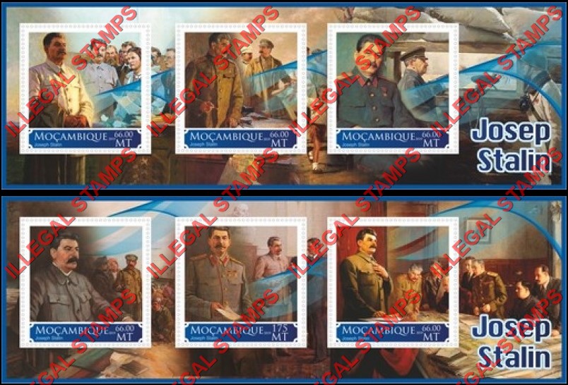 Mozambique 2019 Joseph Stalin Counterfeit Illegal Stamp Souvenir Sheets of 3 Mozambique 2019 Joseph Stalin Counterfeit Illegal Stamp Souvenir Sheets of 3