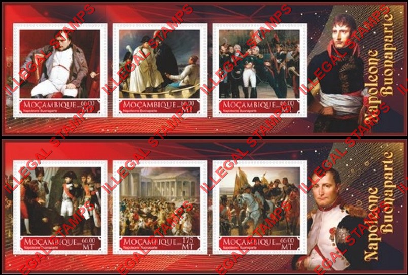 Mozambique 2019 Napoleon Bonaparte (different) Counterfeit Illegal Stamp Souvenir Sheets of 3 Mozambique 2019 Napoleon Bonaparte (different) Counterfeit Illegal Stamp Souvenir Sheets of 3