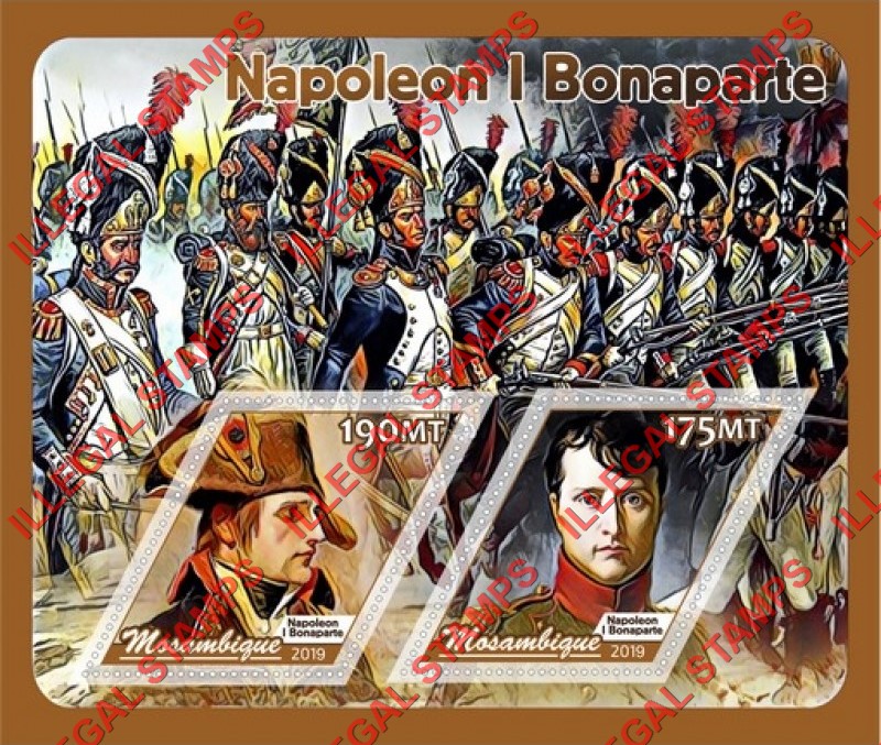 Mozambique 2019 Napoleon Bonaparte Counterfeit Illegal Stamp Souvenir Sheet of 2 Mozambique 2019 Napoleon Bonaparte Counterfeit Illegal Stamp Souvenir Sheet of 2