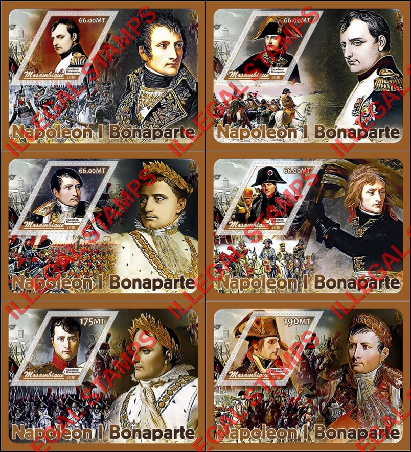 Mozambique 2019 Napoleon Bonaparte Counterfeit Illegal Stamp Souvenir Sheets of 1 Mozambique 2019 Napoleon Bonaparte Counterfeit Illegal Stamp Souvenir Sheets of 1